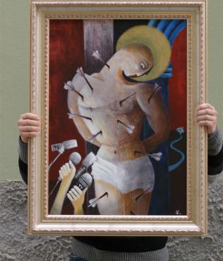 Il martirio di San Sebastiano | acrilico su tela | 50x70 cm | Trento 2010